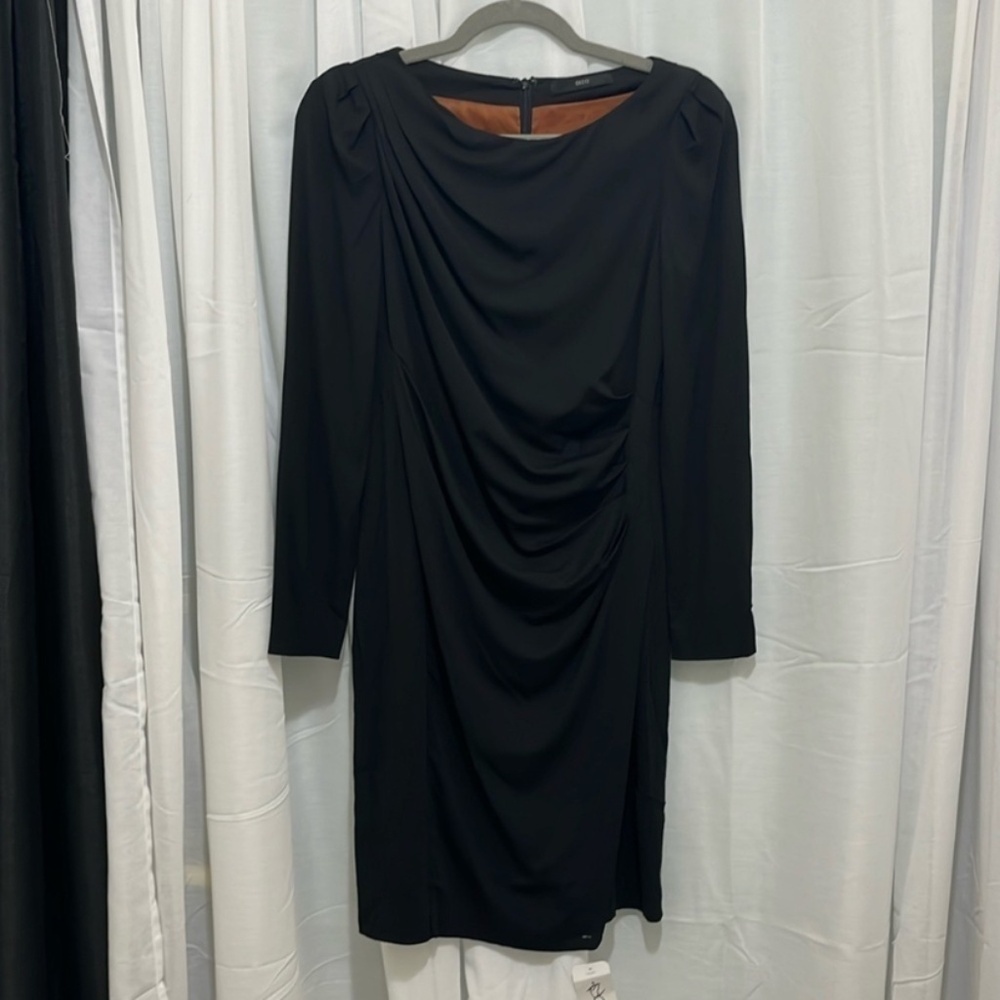 Deco 95% Silk Long Sleeve Black Dress A127